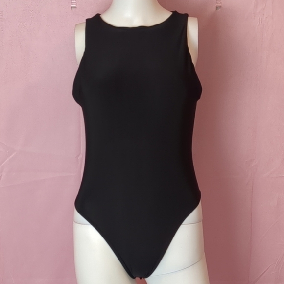 Nasty Gal the Race Is On Racerback Bodysuit in Black size 8 - Picture 1 of 5